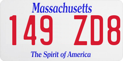 MA license plate 149ZD8