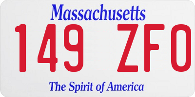 MA license plate 149ZF0