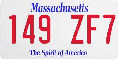 MA license plate 149ZF7
