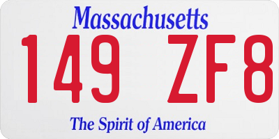 MA license plate 149ZF8
