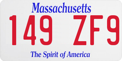 MA license plate 149ZF9