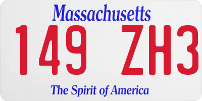 MA license plate 149ZH3