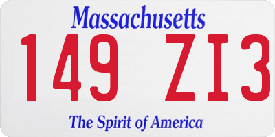 MA license plate 149ZI3