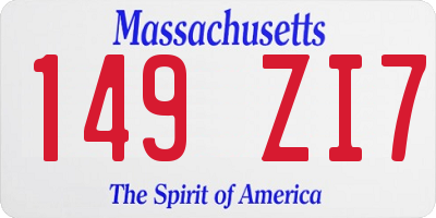 MA license plate 149ZI7