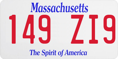 MA license plate 149ZI9