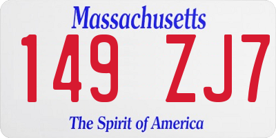 MA license plate 149ZJ7