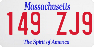MA license plate 149ZJ9