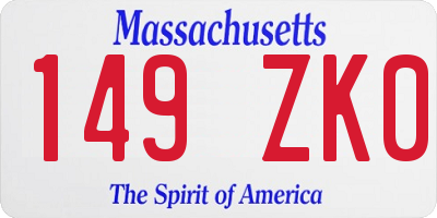 MA license plate 149ZK0
