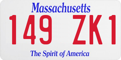 MA license plate 149ZK1