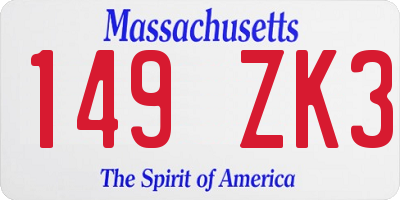 MA license plate 149ZK3