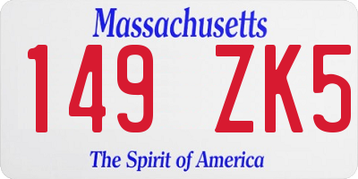 MA license plate 149ZK5