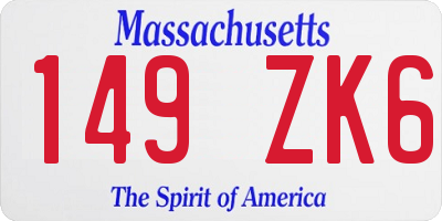 MA license plate 149ZK6