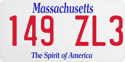 MA license plate 149ZL3