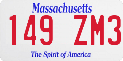 MA license plate 149ZM3