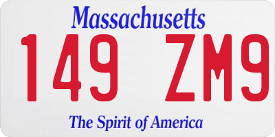 MA license plate 149ZM9