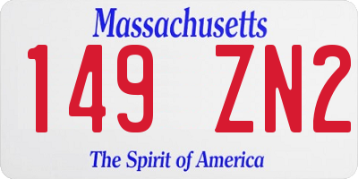 MA license plate 149ZN2