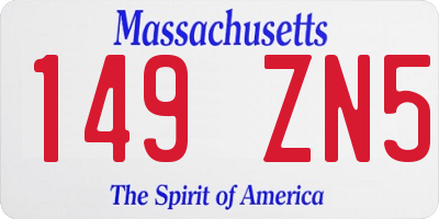 MA license plate 149ZN5