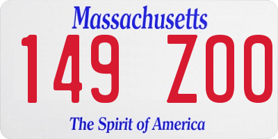 MA license plate 149ZO0