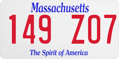 MA license plate 149ZO7