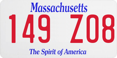 MA license plate 149ZO8