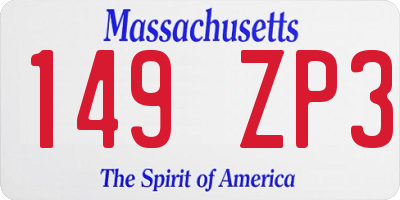 MA license plate 149ZP3