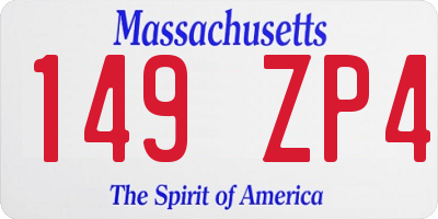 MA license plate 149ZP4