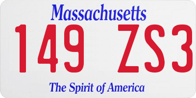 MA license plate 149ZS3