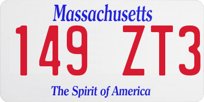 MA license plate 149ZT3