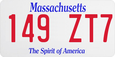 MA license plate 149ZT7