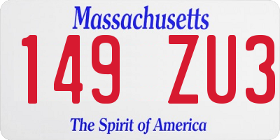 MA license plate 149ZU3