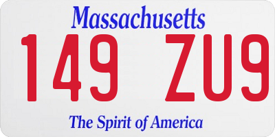 MA license plate 149ZU9