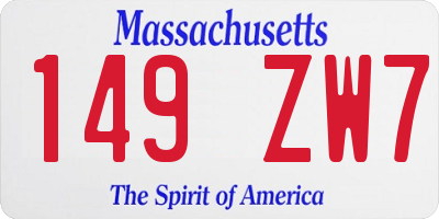 MA license plate 149ZW7