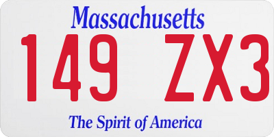 MA license plate 149ZX3