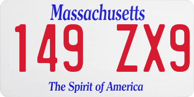 MA license plate 149ZX9