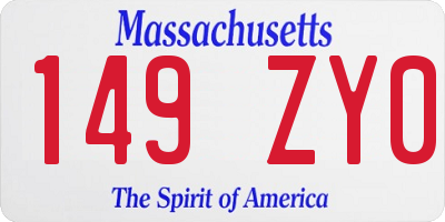 MA license plate 149ZY0