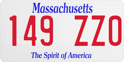 MA license plate 149ZZ0