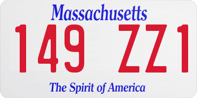MA license plate 149ZZ1