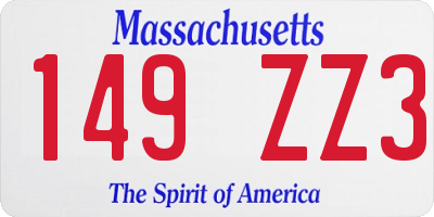 MA license plate 149ZZ3
