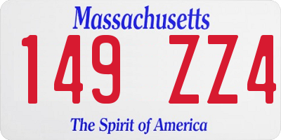 MA license plate 149ZZ4