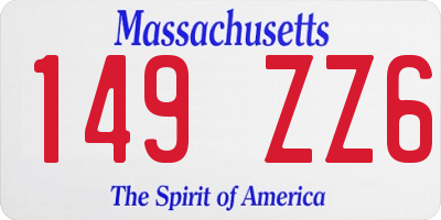 MA license plate 149ZZ6