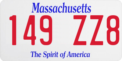 MA license plate 149ZZ8