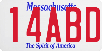 MA license plate 14ABD