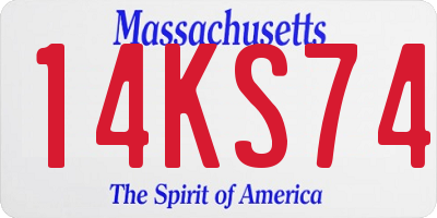 MA license plate 14KS74