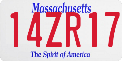 MA license plate 14ZR17