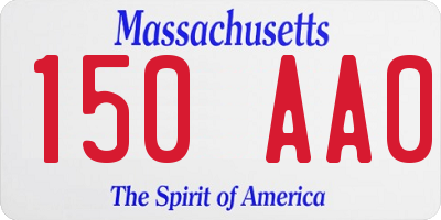 MA license plate 150AA0