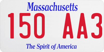 MA license plate 150AA3