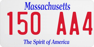 MA license plate 150AA4