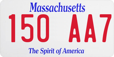 MA license plate 150AA7