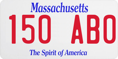 MA license plate 150AB0