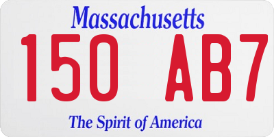 MA license plate 150AB7